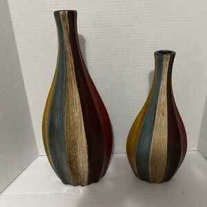 Multicolor Striped Vases Set